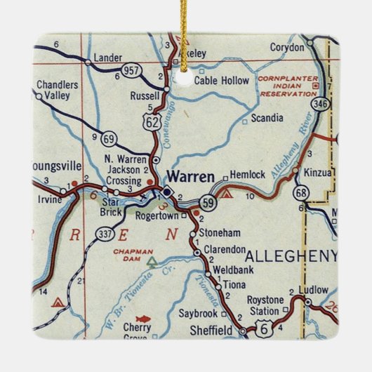 Warren PA kaart Keramisch Ornament (Achterkant)