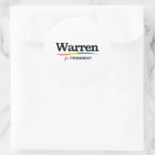 Warren voor President Ronde Sticker (Tas)
