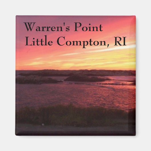 Warren's Point Beach Sunset, Kleine Compton, RI Magneet (Voorkant)