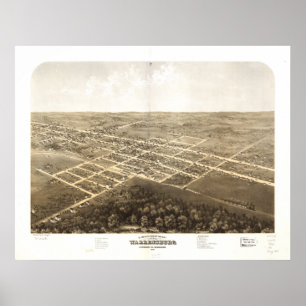 Warrensburg Missouri 1869 Antiek Panorama Poster