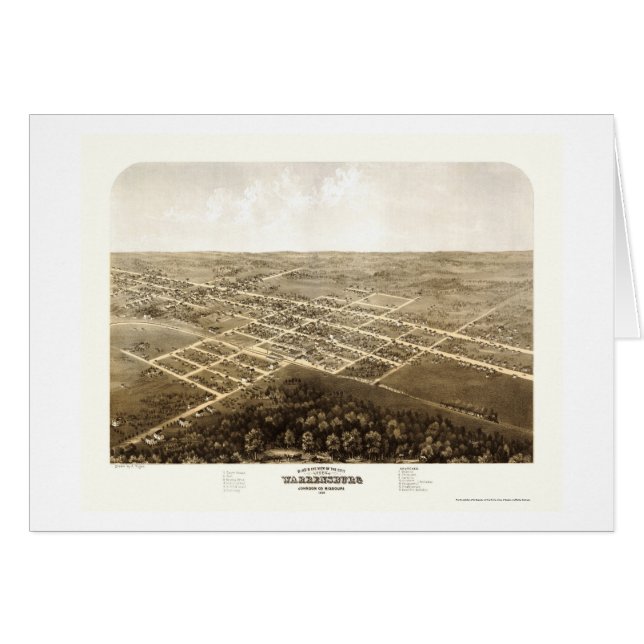 Warrensburg, MO Panorama Map - 1869 (Voorkant Horizontaal)