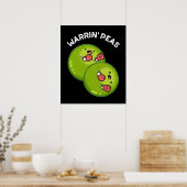 Warrin Peace Funny Pea Pun Dark BG Poster (Keuken)