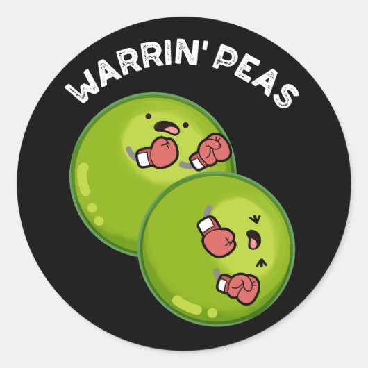 Warrin Peace Funny Pea Pun Dark BG Ronde Sticker (Voorkant)