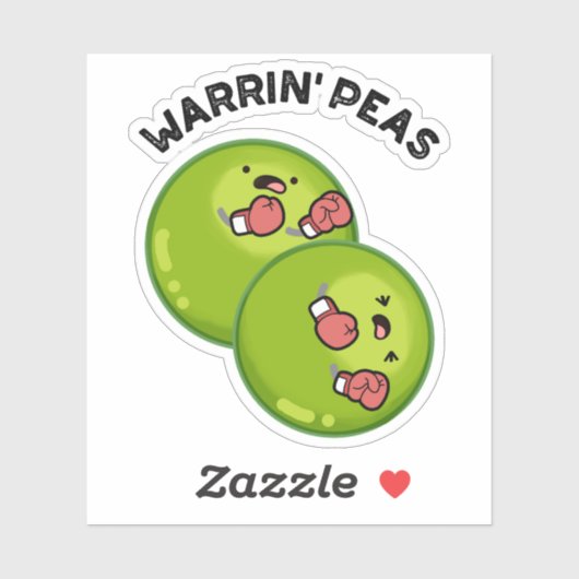 Warrin Peace Funny Pea Pun Sticker (Vel)