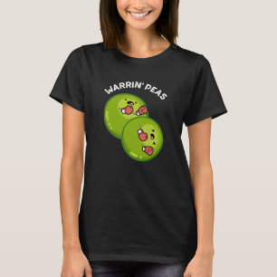 Warrin Peace Funny Pea Puns Dark BG T-shirt