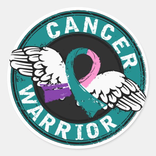 Warrior 14C Schildklierkanker Ronde Sticker (Voorkant)