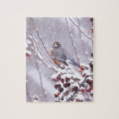 Warrior American Robin in Winter Legpuzzel (Verticaal)