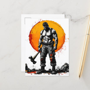 Warrior Barbarian middeleeuwse fantasie Hummer Kra Aankondigingskaart