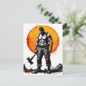 Warrior Barbarian middeleeuwse fantasie Hummer Kra Aankondigingskaart (Staand voorkant)