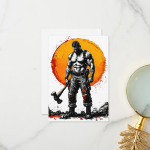 Warrior Barbarian middeleeuwse fantasie Hummer Kra Bedankkaart