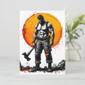 Warrior Barbarian middeleeuwse fantasie Hummer Kra Bedankkaart (Staand voorkant)