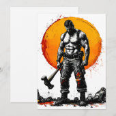 Warrior Barbarian middeleeuwse fantasie Hummer Kra Bedankkaart (Voorkant / Achterkant)