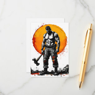 Warrior Barbarian middeleeuwse fantasie Hummer Kra Informatiekaartje