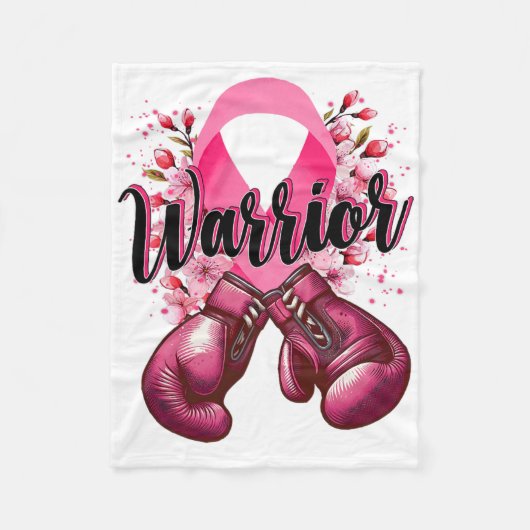 Warrior Boxing Handschoenen Roze Lint Borstkanker  Fleece Deken (Voorkant)