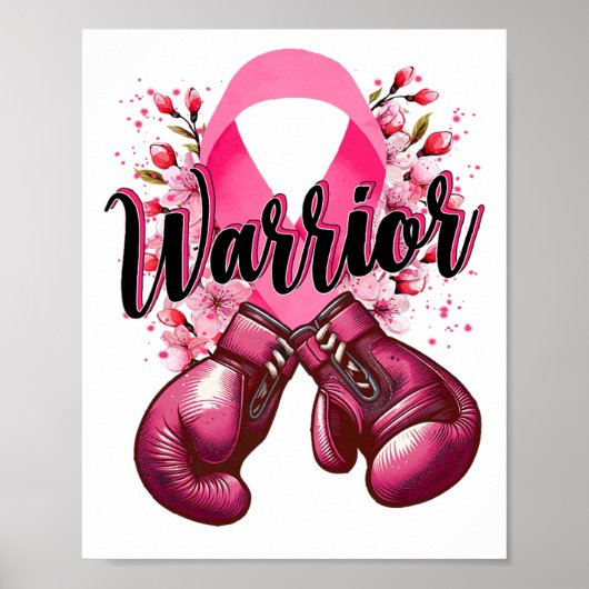 Warrior Boxing Handschoenen Roze Lint Borstkanker  Poster (Voorkant)