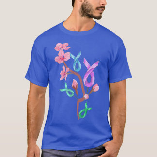 Warrior Cancer Fighter Ribbon Sakura Cancer Awaren T-shirt