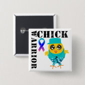 Warrior Chick Thyroid Cancer Vierkante Button 5,1 Cm (Voorkant /achterkant)