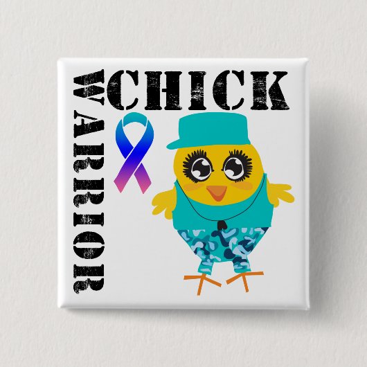 Warrior Chick Thyroid Cancer Vierkante Button 5,1 Cm (Voorkant)