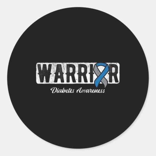 Warrior Diabetes Awareness  Ronde Sticker (Voorkant)