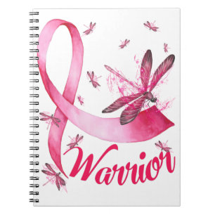 Warrior Dragonfly Breast Cancer Awareness T-Shirt. Notitieboek