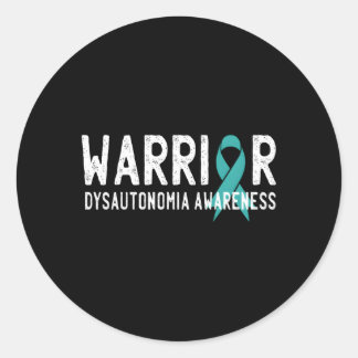 Warrior Dysautonomia Awareness Turquoise Ribbon Fi Ronde Sticker
