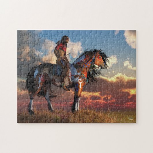 Warrior en oorlogspaard legpuzzel (Horizontaal)