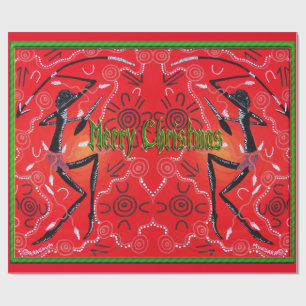 Warrior Full Aboriginal kerstwrapping paper Cadeaupapier