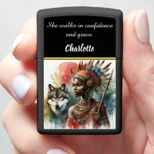 Warrior godin met haar wolf metgezel