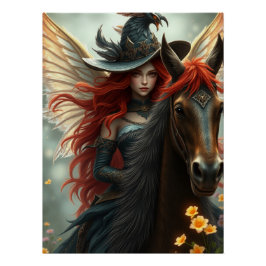 Warrior Horse Fairy Fantasy Art Perfect Poster