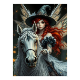Warrior Horse Fairy Fantasy Art Perfect Poster