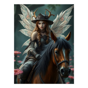 Warrior Horse Fairy Fantasy Art Perfect Poster