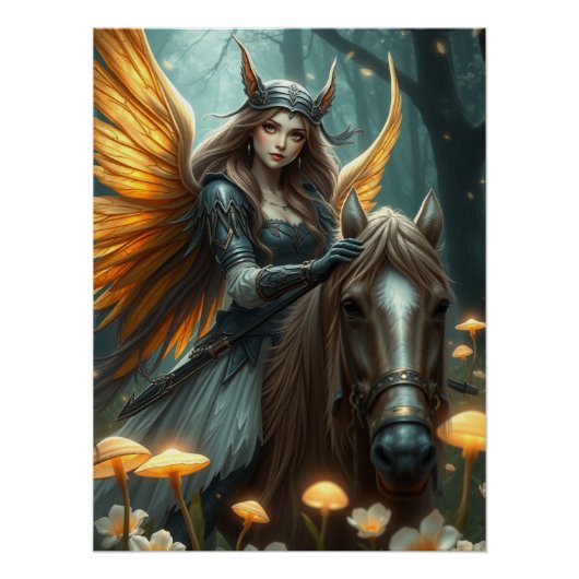 Warrior Horse Fairy Fantasy Art Perfect Poster (Voorkant)