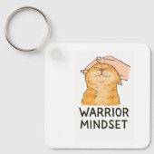 Warrior Mindset Cat Keychain – Zen Kitty Calm Vibe (Voorkant)