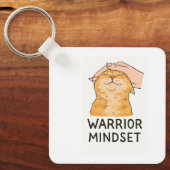 Warrior Mindset Cat Keychain – Zen Kitty Calm Vibe (Voorkant)