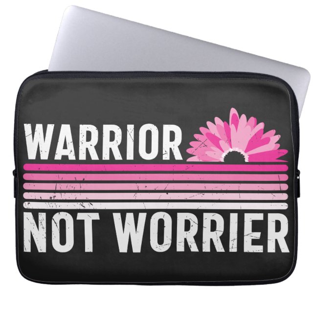 Warrior not Worrier Breast Cancer Awareness Laptop Sleeve (Voorkant)