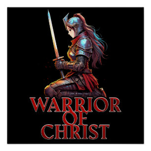 Warrior of Christ Woman Christelijk Bijbelgebed Perfect Poster