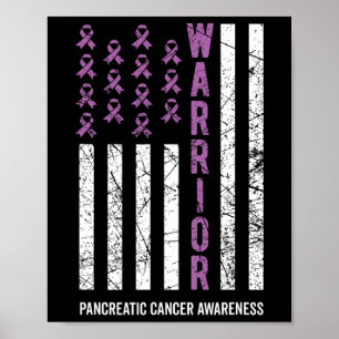 Warrior Paarse lint Pancreaskankerbewustzijn Poster