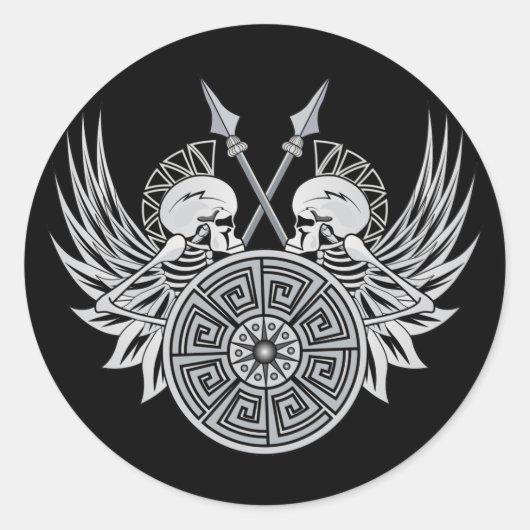 Warrior Skulls Ronde Sticker (Voorkant)