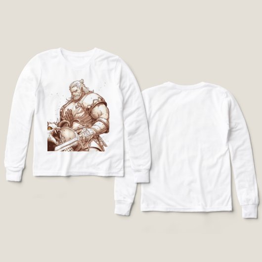 Warrior Standing Over Monster Tee (Motif Recto et Verso)