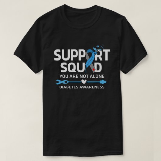 Warrior Support Squad Diabetes Awareness Feather T-shirt (Design voorkant)