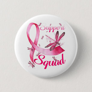 Warrior Support Squad Dragonfly Breast Cancer Awar Ronde Button 5,7 Cm