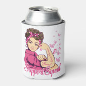 Warrior Support Squad Rosie Riveter Breast Cancer Blikjeskoeler (Blikje Voorkant)