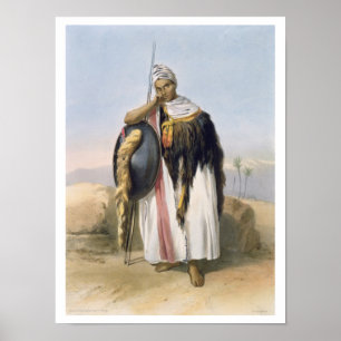 Warrior uit Amhara, Ethiopië, illustratie van " Poster