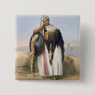 Warrior uit Amhara, Ethiopië, illustratie van " Vierkante Button 5,1 Cm