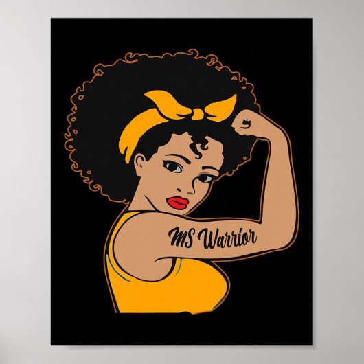 Warrior Unbreakable Multiple Sclerosis Afro Zwart Poster (Voorkant)