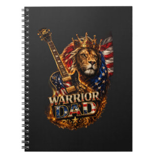 Warrior Vader Leeuw Amerikaanse Vlag Gitaar  Notitieboek