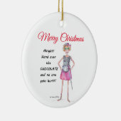 Warrior vrouw vraagt chocoladeschets te overhandig keramisch ornament (Rechts)