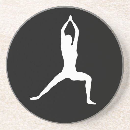 Warrior Yoga Pose Silhouette Zandsteen Onderzetter (Voorkant)