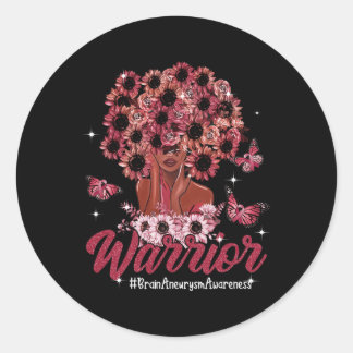 Warrior Zwart Vrouwen Zonnebloem Haar Hersenaneury Ronde Sticker