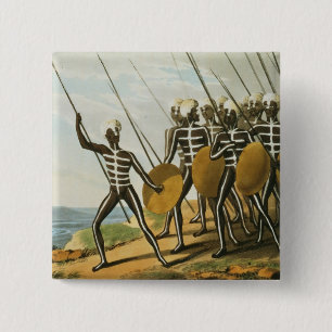 Warriors of New S. Wales, gegraveerd door M. Dubou Vierkante Button 5,1 Cm